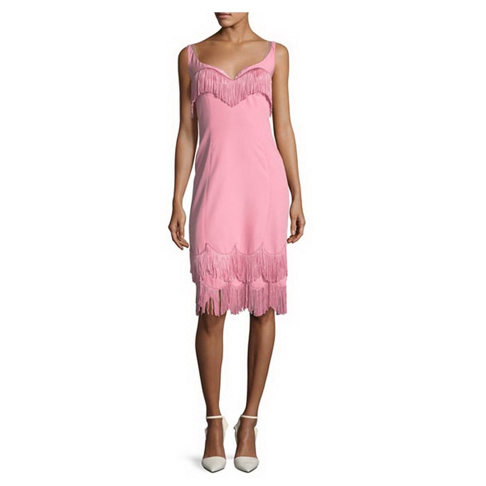 NWT Marc Jacobs (Runway) Fringe Sheath Dress, Size 8, Pink, V-Neck, Sleeveless